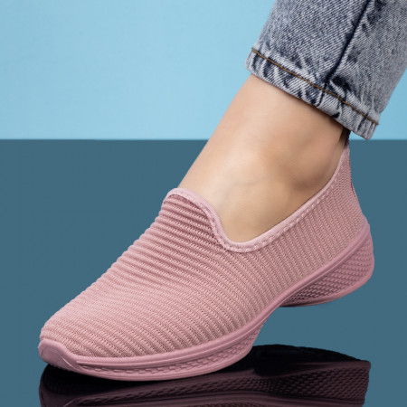 REDUCERI INCALTAMINTE, Espadrile sport dama din material textil roz MOD05095, modlet.ro