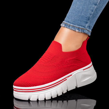 REDUCERI INCALTAMINTE, Espadrile sport dama rosii cu talpa groasa MOD10100, modlet.ro