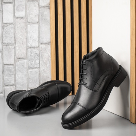 REDUCERI INCALTAMINTE, Ghete barbati cu siret negre din Piele naturala MOD14059, modlet.ro