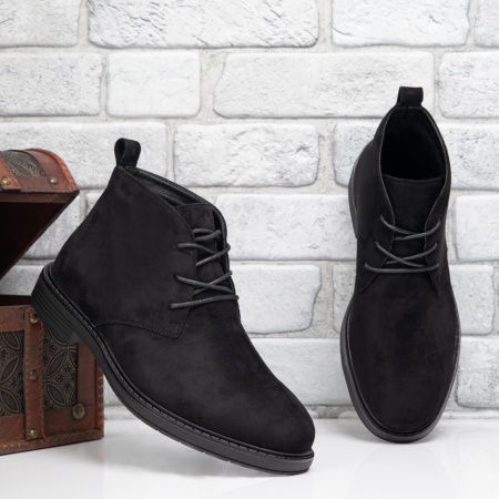 REDUCERI INCALTAMINTE, Ghete barbati cu siret negru suede MOD12562, modlet.ro
