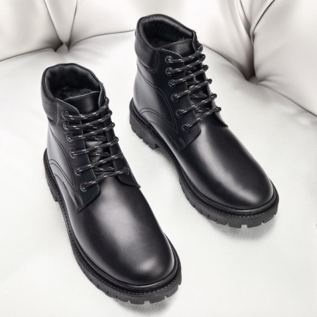 Ghete barbati negre din Piele naturala cu siret MOD02917, 3, modlet.ro