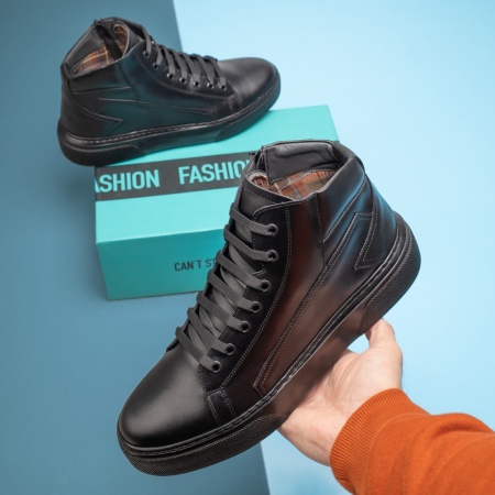 REDUCERI INCALTAMINTE, Ghete barbati negre din Piele Naturala MOD12513, modlet.ro