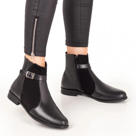 Ghete dama cu catarama negre din Piele naturala MOD07599, 4, modlet.ro