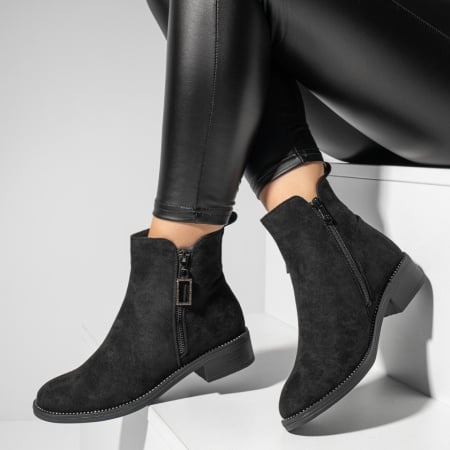 Ghete dama cu fermoar negru suede ZEF12728, 4, zeforia.ro