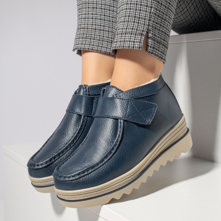 Ghete dama cu platforma si inchidere cu scai albastre din Piele naturala MOD10254, 2, modlet.ro