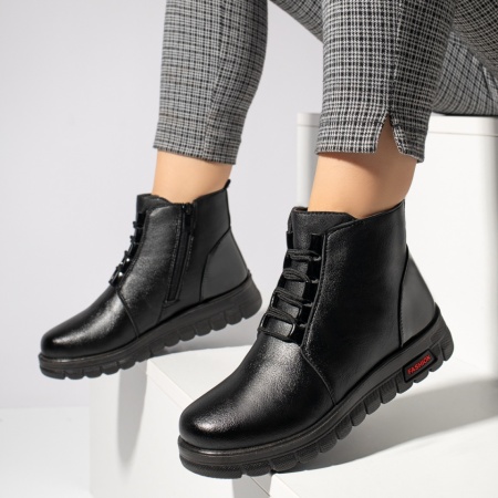 Ghete dama cu siret si fermoar negre MOD10268, 3, modlet.ro