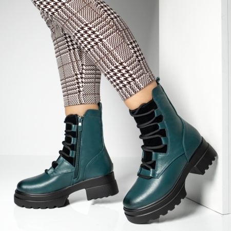 Ghete dama cu siret si fermoar verzi MOD12630, 3, modlet.ro