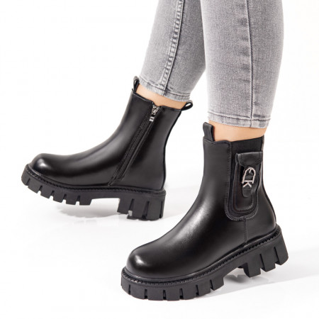 Ghete dama cu talpa groasa negre MOD10696, 3, modlet.ro