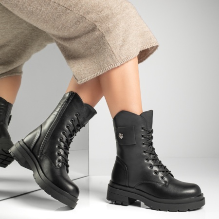 Ghete dama cu talpa groasa negre MOD12830, 3, modlet.ro