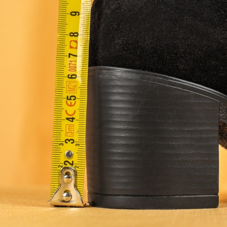 Ghete dama cu toc si fermoar negru suede din Piele naturala MOD05610, 4, modlet.ro