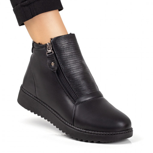 REDUCERI INCALTAMINTE, Ghete dama negre cu fermoare laterale MOD06888, modlet.ro