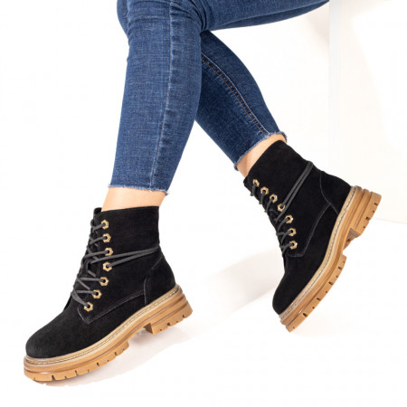 Ghete dama negre suede cu talpa groasa MOD10060
