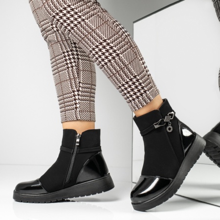 Ghete dama scurte cu fermoar negru suede GINA44, 3, modlet.ro