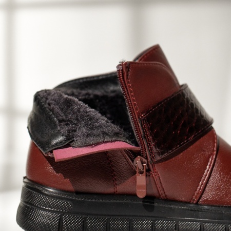 Ghete dama scurte cu fermoar si scai visinii MOD14098, 2, modlet.ro