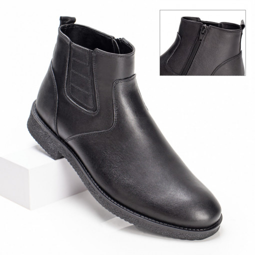 Ghete din Piele naturala barbati negre cu fermoar MOD02510