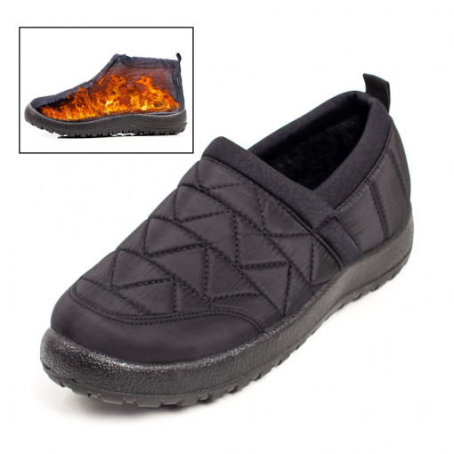 Ghete Dama, Ghete scurte din fas de dama negre MOD07299, modlet.ro