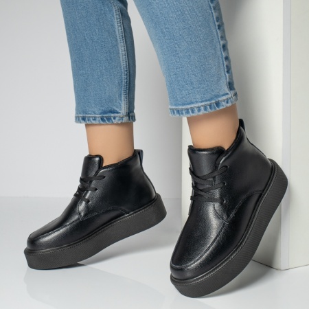 Ghete Dama, Ghete sport dama negre din Piele Naturala MOD12218, modlet.ro