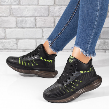 REDUCERI INCALTAMINTE, Ghete sport negre cu verde unisex ZEF06748, zeforia.ro