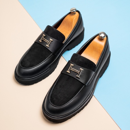 Incaltaminte barbati, Mocasini barbati casual cu talpa groasa negri suede MOD13721, modlet.ro