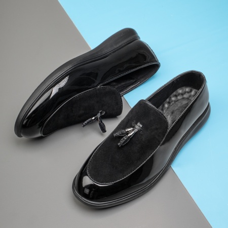 Mocasini barbati, Mocasini barbati negri cu aspect lucios si talpa neagra ZEF09525, zeforia.ro