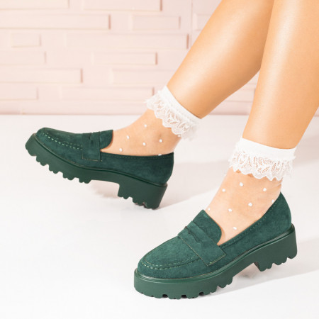 Balerini si Mocasini Dama, Mocasini dama verzi suede MOD10098, modlet.ro