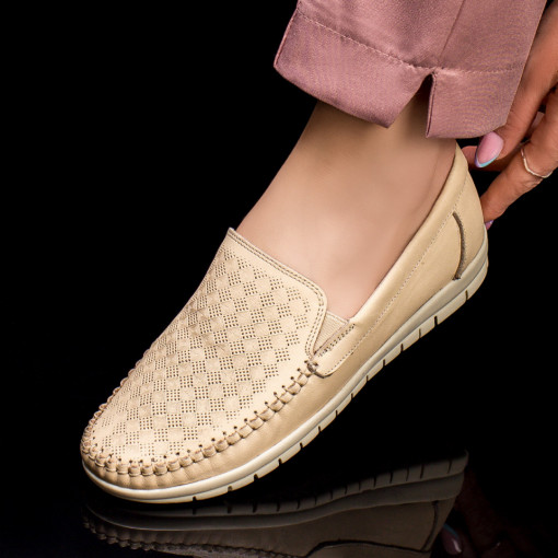Mocasini Piele naturala dama bej MDL00567