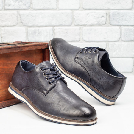 REDUCERI INCALTAMINTE, Pantofi albastri casual barbati cu siret MOD08444, modlet.ro
