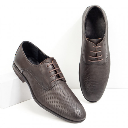 Pantofi barbati, Pantofi barbati eleganti maro cu model perforat din Piele naturala ZEF08783 - zeforia.ro