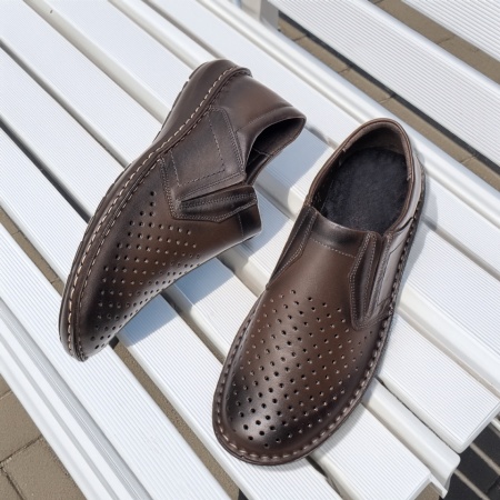 Incaltaminte barbati, Pantofi casual barbati cu perforatii maro din Piele naturala MOD13463, modlet.ro