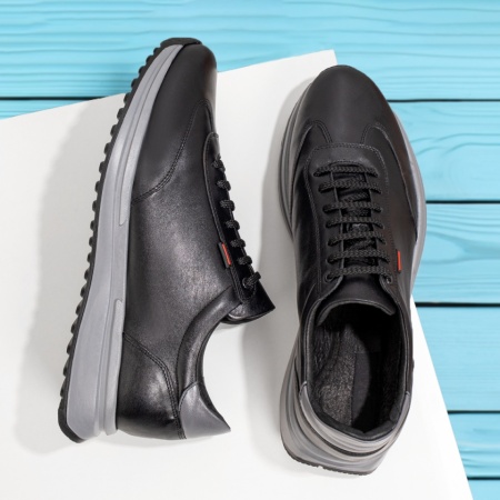 REDUCERI INCALTAMINTE, Pantofi casual barbati cu siret negri din Piele naturala MOD12068, modlet.ro