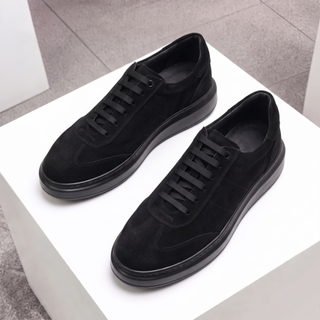 Pantofi casual barbati cu siret negru suede din Piele naturala LEO12, 3, modlet.ro