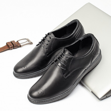 Pantofi casual barbati din Piele naturala negri MOD08313
