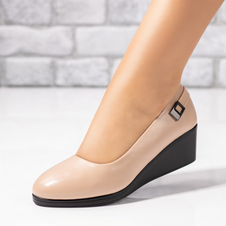 Pantofi casual cu platforma, Pantofi casual bej dama cu platforma MDL06043 - modlet.ro