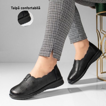 Pantofi casual dama, Pantofi casual cu talpa joasa negri MOD10942, modlet.ro