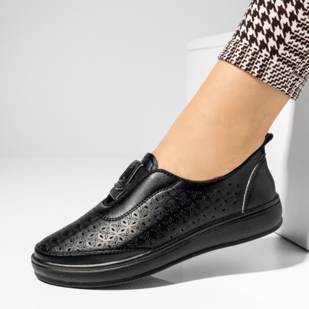 Pantofi casual cu talpa joasa si perforatii negri EVA98, 2, modlet.ro