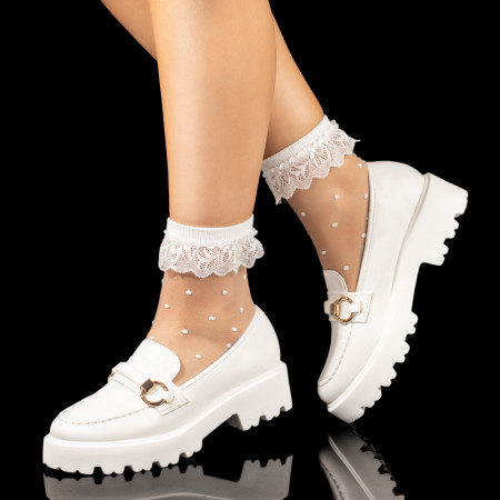 Pantofi casual dama albi cu talpa groasa si aplicatii metalice MOD10055, 3, modlet.ro