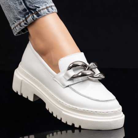 Pantofi casual dama albi din Piele naturala cu aplicatii metalice ZEF07051, 2, zeforia.ro