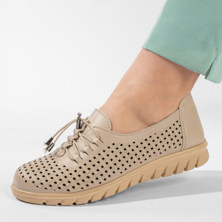 Pantofi casual dama, Pantofi casual dama bej perforati MOD11211, modlet.ro