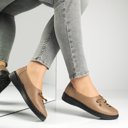Pantofi casual dama, Pantofi casual dama cu fundita maro MOD13160, modlet.ro