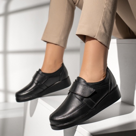 Pantofi casual dama cu inchidere cu scai negri din Piele naturala MOD14056, 2, modlet.ro