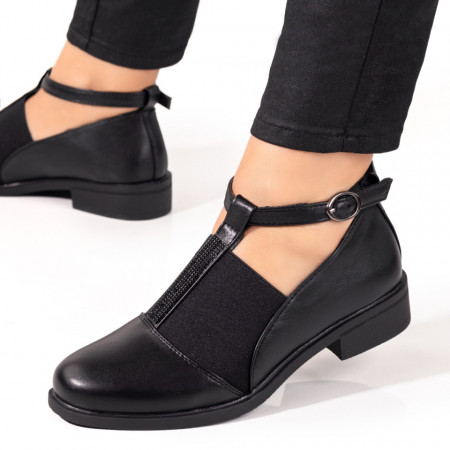 Pantofi casual dama cu insertie de material elastic negri MDL09988
