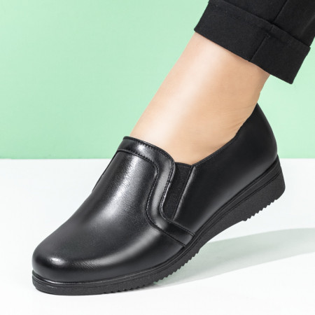 Pantofi casual dama cu insertie de material elastic negri MOD08420, 4, modlet.ro