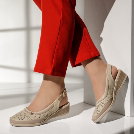 Pantofi casual dama cu platforma si bareta bej MOD14258, 2, modlet.ro