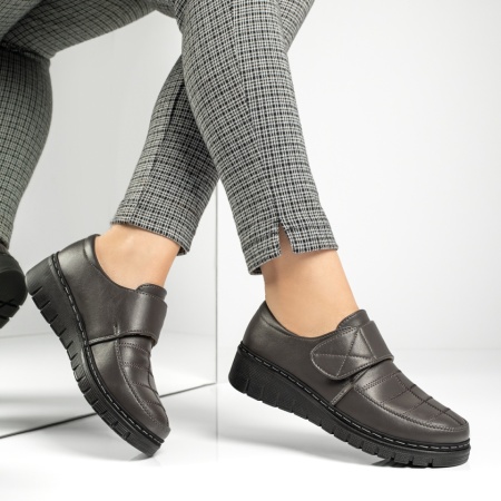 Pantofi casual dama cu platforma si inchidere cu scai gri MOD13050, 4, modlet.ro