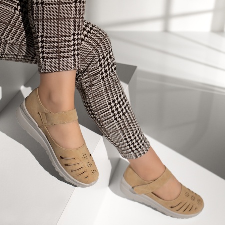 Pantofi casual dama cu scai khaki MOD13308, 4, modlet.ro