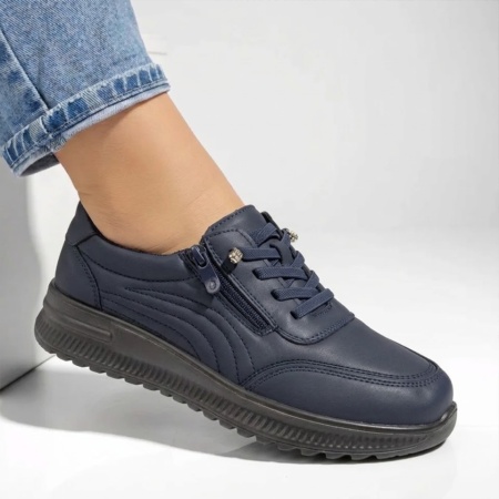 Pantofi casual dama cu siret elastic albastri IOANA10, 3, modlet.ro