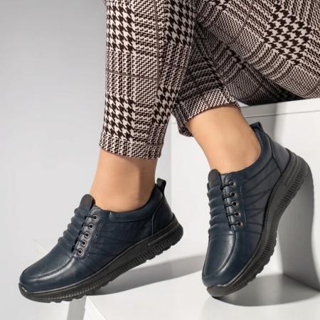 Pantofi casual dama cu siret elastic albastri IOANA2, 2, modlet.ro