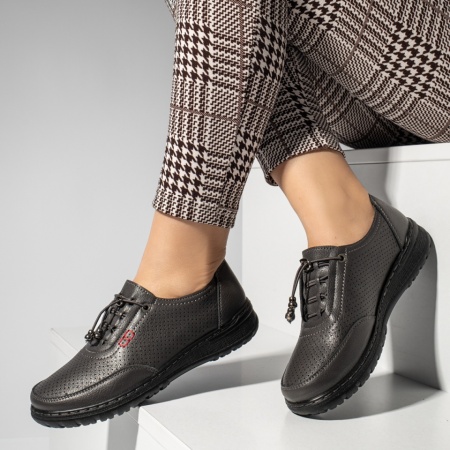 Pantofi casual dama cu siret elastic gri MOD14252, 2, modlet.ro