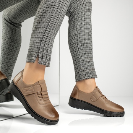 Pantofi casual dama cu siret elastic maro MOD10331, 4, modlet.ro