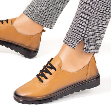 Plateste Jumatate!, Pantofi casual dama cu siret maro din Piele naturala MOD10351, modlet.ro